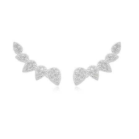 Brinco Earcuff cravejado gota Prata 925