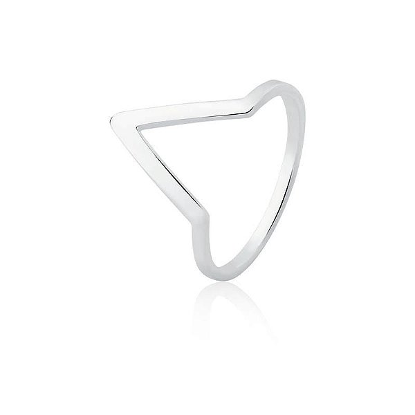 Anel V maior  Minimalista liso Prata 925