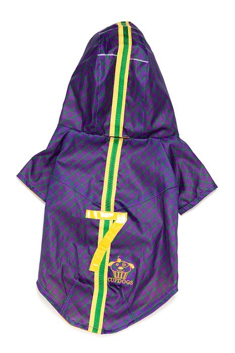 Capa de chuva pets xadrez roxo com verde 7