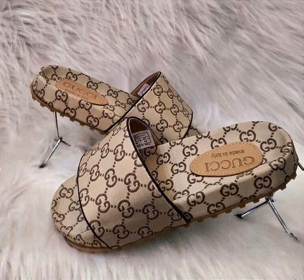 Chinelo Gucci Importado Bege - Bronkey Outlet