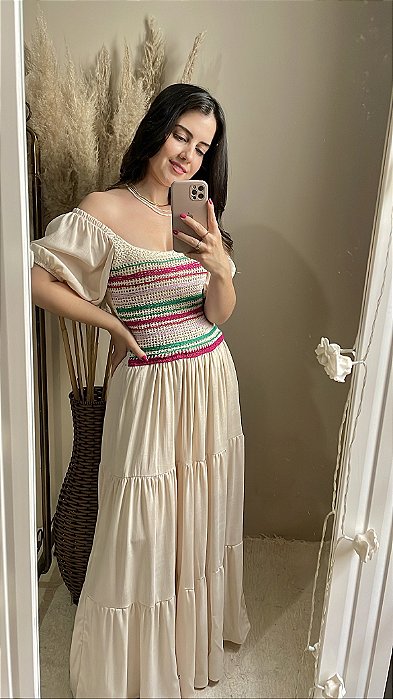 Vestido Viscolinho Crochet
