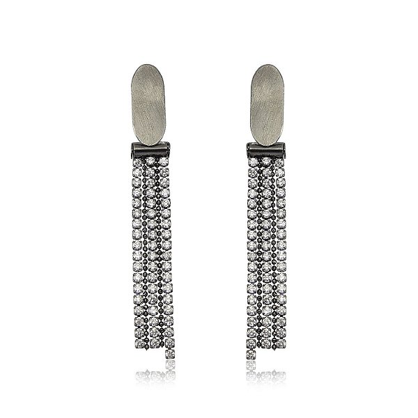 Brinco em ródio negro com strass