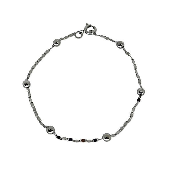 pulseira em ródio branco com bolinhas