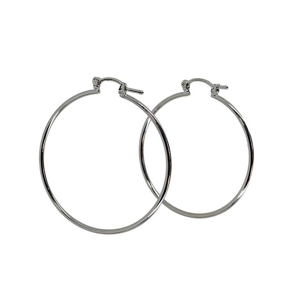 brinco de argola lisa em ródio branco