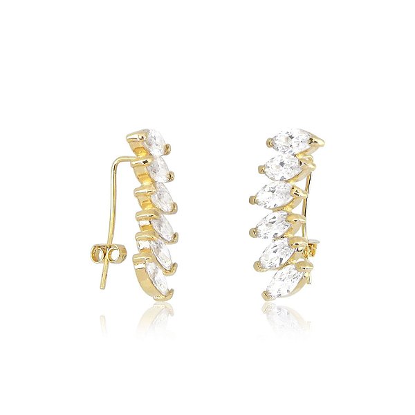 brinco cuff com pedras em strass cristal