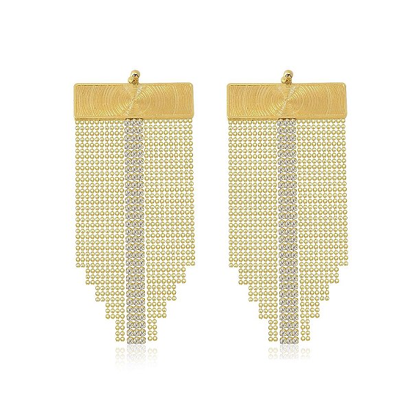 brinco com tiras e tiras em strass