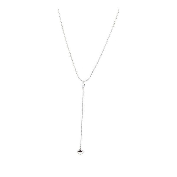 Colar em ródio negro com coração e gota de zircônia