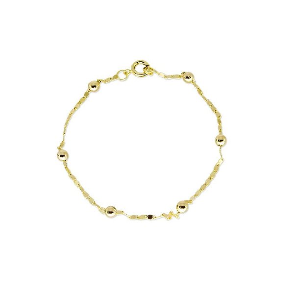 pulseira em ouro com bolinhas