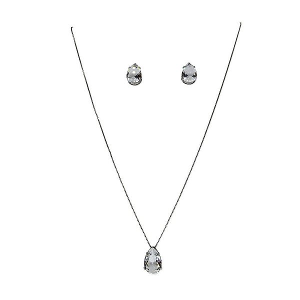 conjunto de colar e brinco em ouro com strass cristal