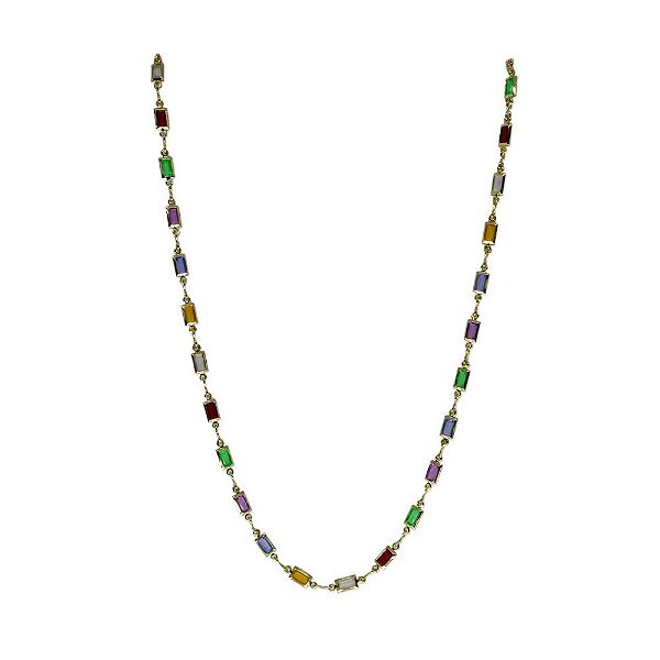 Colar em ouro com pedras coloridas
