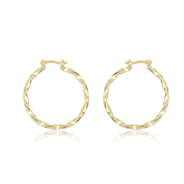 brinco de argola contorcida em ouro