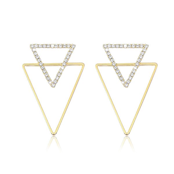 Brinco em ouro com pedras de zircônia