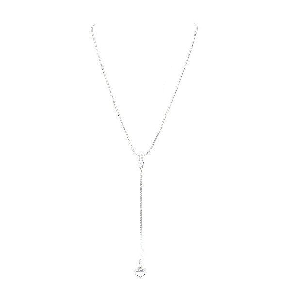 colar em ródio branco com detalhes em zircônia e com coração