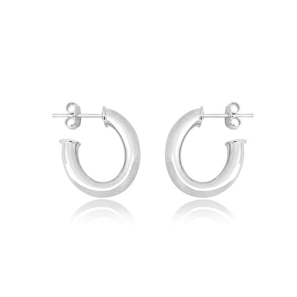 Brinco de argola em ródio branco