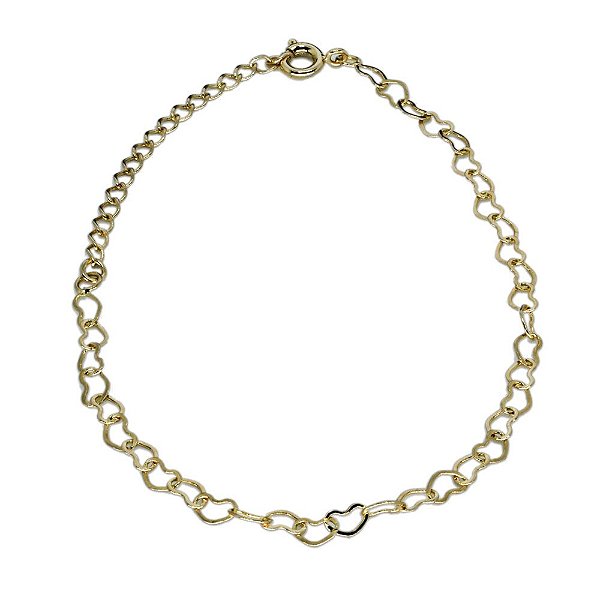 pulseira em ouro rosé em formato de coração vazado