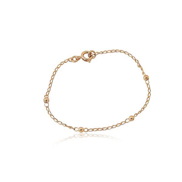 pulseira em ouro rosé com bolinhas