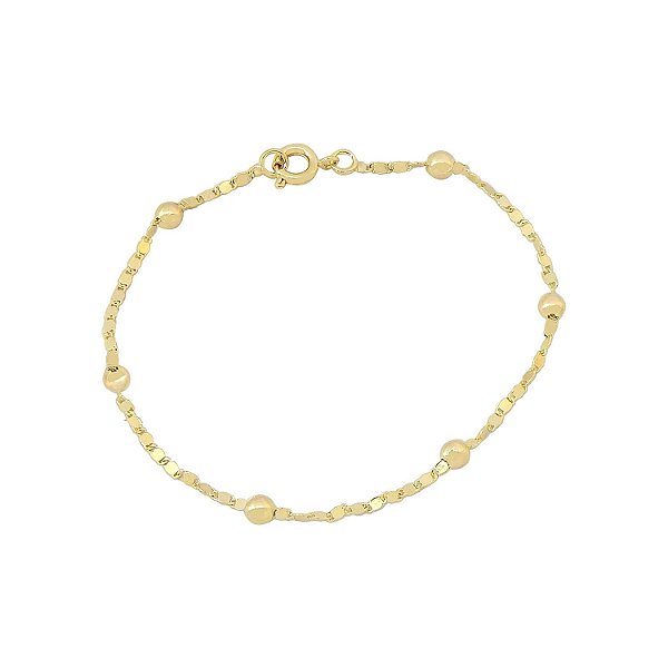 Pulseira em ouro com formato de bolinhas