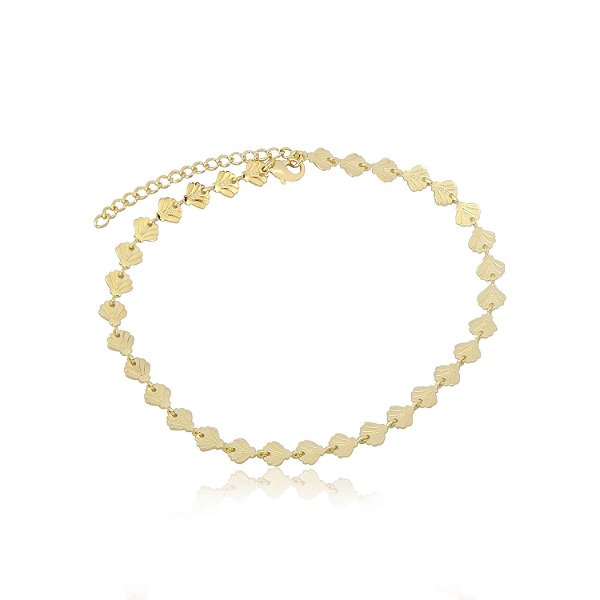 tornozeleira em formato de conchas em ouro