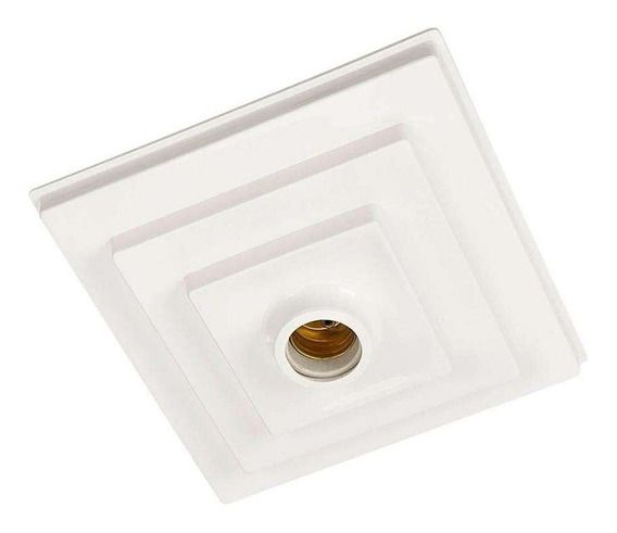 Plafonier Plafon Quadrado Sobrepor Luminária Branco Bocal Soquete Porcelana E27 Branco Elite PVC Resistente