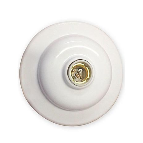 Plafonier Plafon Redondo Lombada Sobrepor Luminária Branco Bocal Soquete Porcelana E27 Branco Elite PVC Resistente