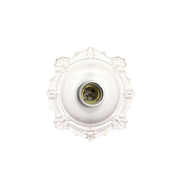 Kit 10 un. Plafonier Redondo Decorativo Sobrepor Luminária Branco Bocal Soquete Porcelana E27 Branco Elite PVC Resistent