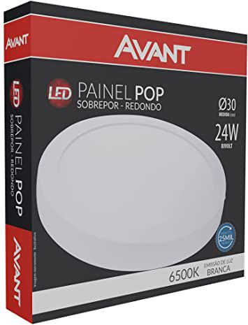 Painel led Sobrepor Redondo Luminária Teto Plafon Pop Avant 24w 1680 lumens 6500k Branco Frio - 1 Ano Garantia