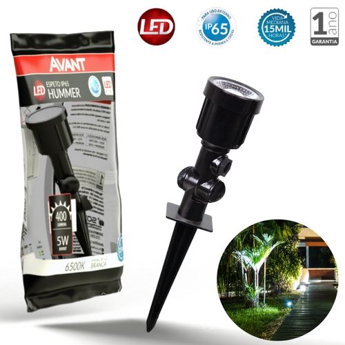 Luminária Espeto Jardim Led Branco Frio 5w Hummer Luzes de gramado IP65 Prova de água Avant Bivolt - 1 Ano Garantia