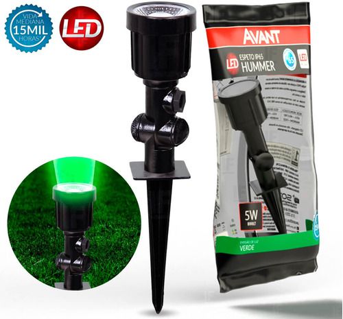 Luminária Espeto Jardim Led Verde 5w Hummer Luzes de gramado IP65 Prova de água Avant Bivolt - 1 Ano Garantia