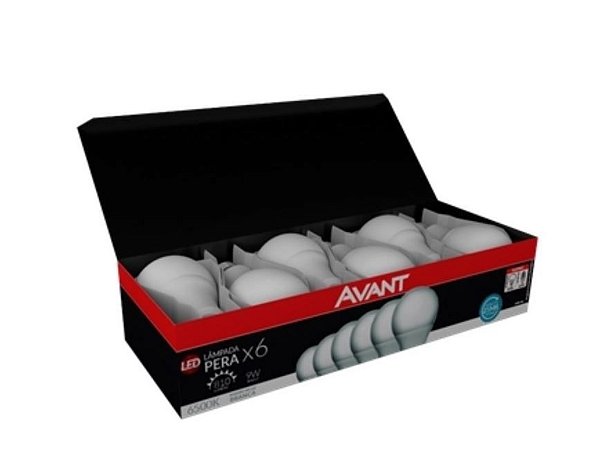 Pack Kit 6 un. Lampada Led 9w bulbo Branco Frio Avant 6500k 803 lumens E27 - 1 Ano Garantia