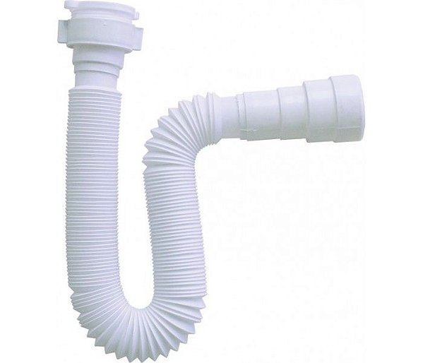 Sifão Sanfonado Pia Flexível Extensível Universal branco fácil aplicação