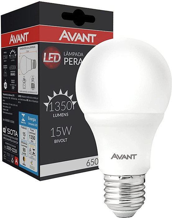 Lâmpada LED 15w 1311 lumens Bulbo Avant Bivolt Econômica 6500K Branca Fria E27 (1 Ano de garantia)