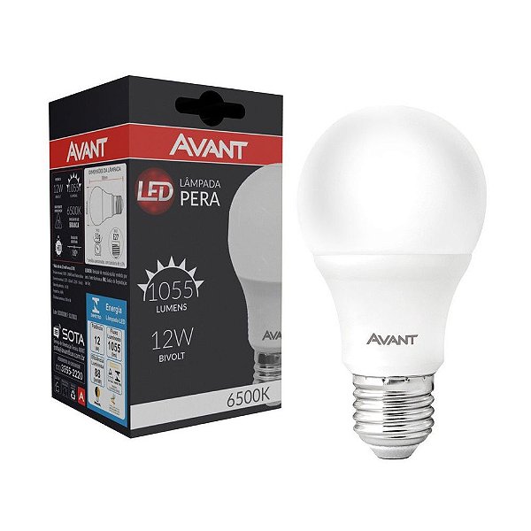Lâmpada LED 12w 1080 lumens Bulbo Avant Bivolt Econômica 6500K Branco Frio E27 (1 Ano de garantia)
