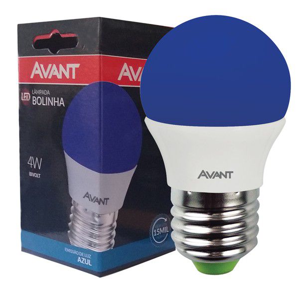 Lâmpada bolinha LED 4W Azul Bulbo Avant Bivolt Econômica E27 Abajur, Camarim, Penteadeira (1 Ano de garantia)