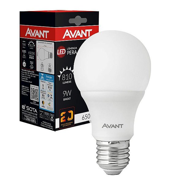 Lâmpada LED 9w 810 lumens Bulbo Avant Bivolt Econômica 6500K Branco Frio soquete E27 (1 Ano de garantia)