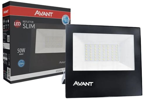 Refletor led Slim 50W Bivolt Avant Branco Frio Holofote Bivolt 2813 Lumens 6500K IP65 Resistente a Água e Poeira IP65