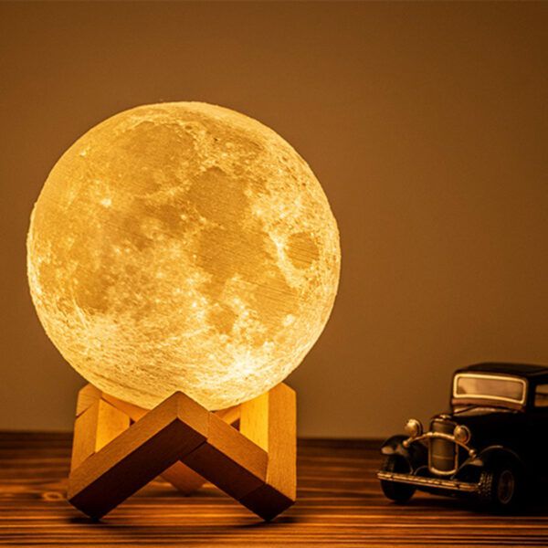 Luminária Abajur Lua Touch 3D Luna Led Mesa Avant 1,5W 90lm Bivolt 3000K Branco Quente 6500K Branco Frio 1 Ano de Garant