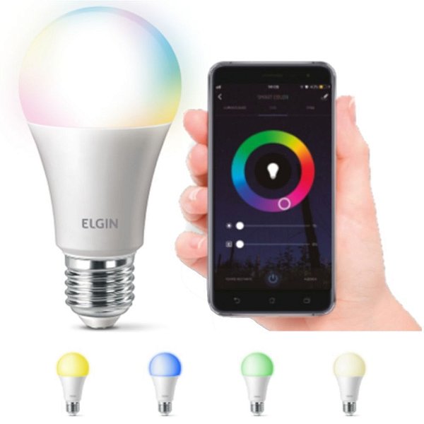 Lâmpada Inteligente led Bulbo 10w Bivolt Smart Color Elgin 803 Lumens Wifi Compatível Amazon Alexa e Google Home