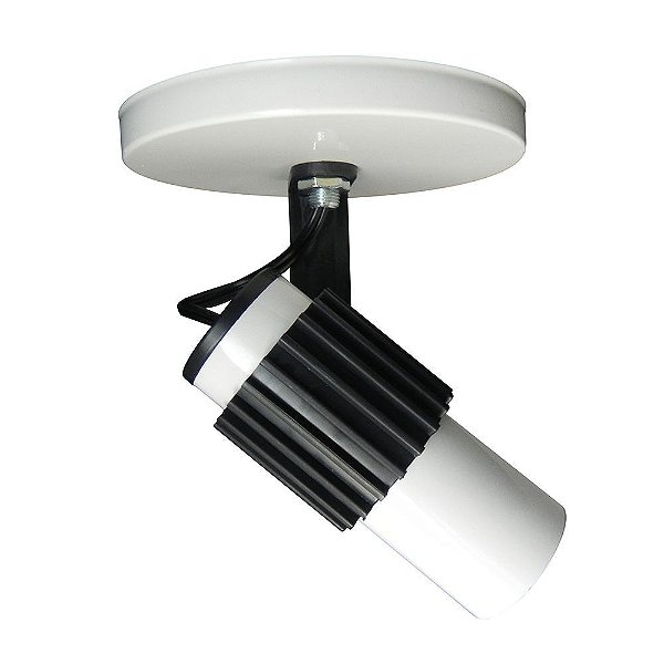 Spot Aletado Simples Tipo Trilho Eletrificado Sobrepor Tubinho E-27 Branco Luminária Articulado Decoração Teto/ Parede