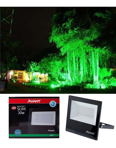 Refletor led Verde 30w Bivolt Avant Projetor Holofote Bivolt Luz verde IP65 Resistente Água Poeira Uso Externo- 1 Ano Ga