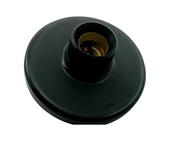 Plafon Simples Sobrepor Preto Luminária Liso Bocal Soquete Porcelana E27 Radial PVC Resistente