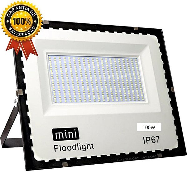 Refletor led 100w Projetor Holofote Branco Frio Bivolt 10000 Lumens 6500K Externo Resistente a Água e Poeira IP67