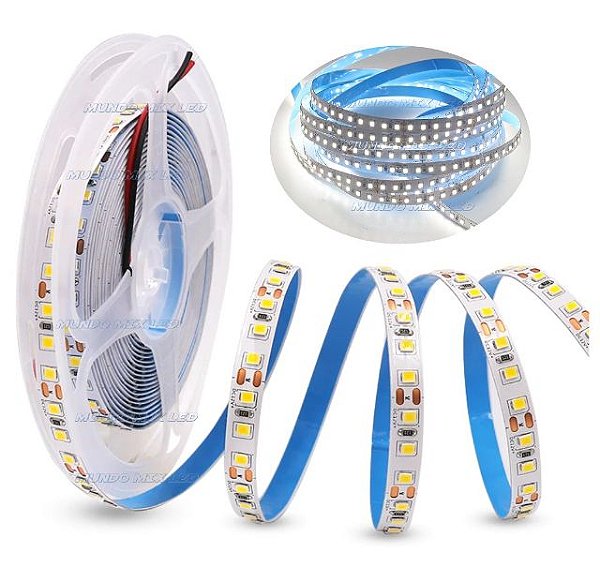 Fita led 120 leds 2835 5M 12V Branco Frio 6500K 12W/Metro Para sanca, tabica, espelhos, cortineiro, móveis..