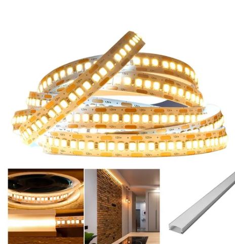 Fita led 240 leds 2835 5M 12V Branco Quente 3000K 24W/Metro Para perfil, sanca, tabica, espelhos, cortineiro, móveis..
