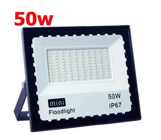 Refletor Led Slim 50W Branco Frio Holofote Bivolt 5000 Lumens 6500K Resistente a Água e Poeira IP67 Externo