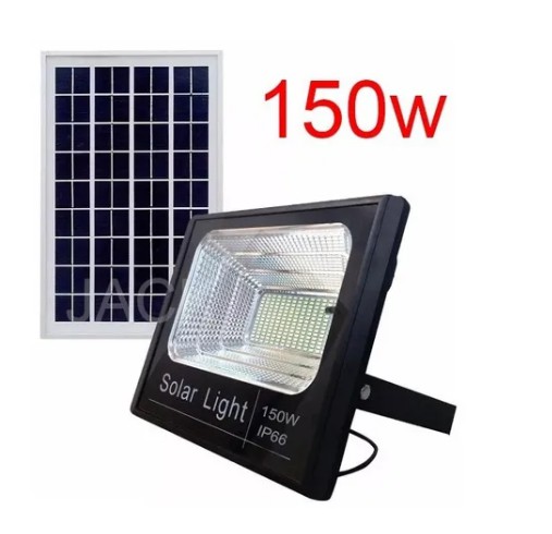 Refletor Solar Led 150W Branco Frio Holofote Bivolt 6500K Completo - Resistente a Água e Poeira IP66 Externo