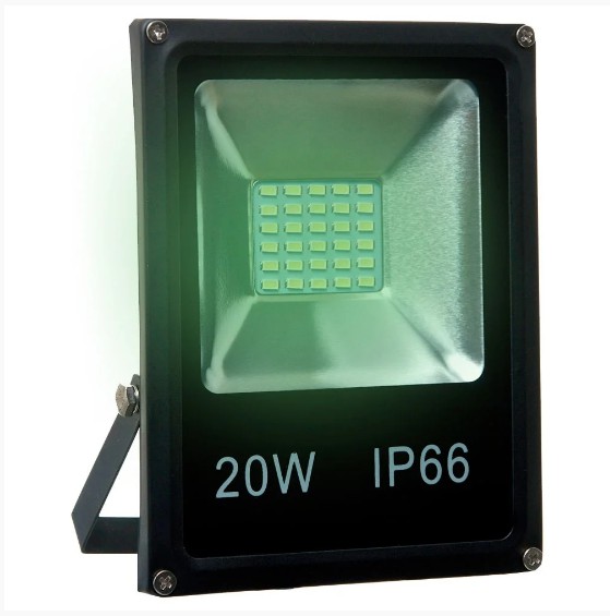 Refletor Led 20W Verde 1800 lumens Micro SMD Exterior Holofote IP66 A prova de Água e Poeira