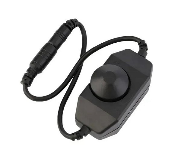 Dimmer para fita Led Controle Dimerizador com cabo P412-24V PT Botão giratório Liga/Desliga