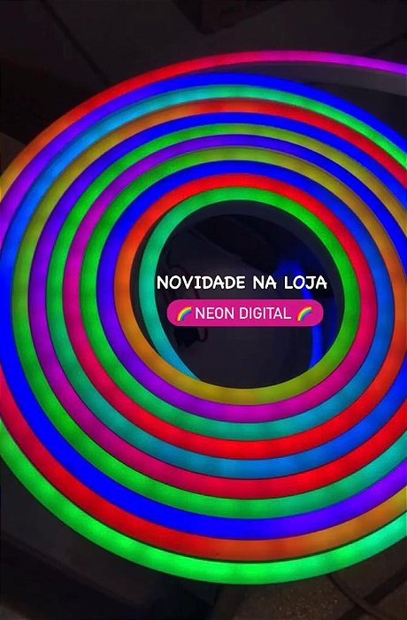Mangueira Neon Digital 12V Led 5mt Colorida Flexível C/ Controle e Amplificador Blindada IP66 Resistente Chuva e Poeira