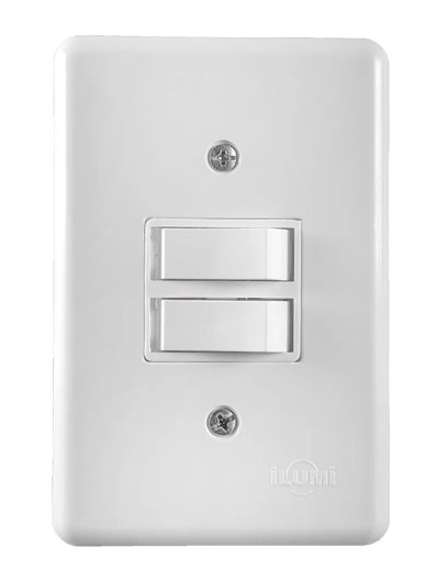 Interruptor Duplo 2 Teclas Simples 4x2 BR Completa 250V C/ Placa- 5 Anos de Garantia