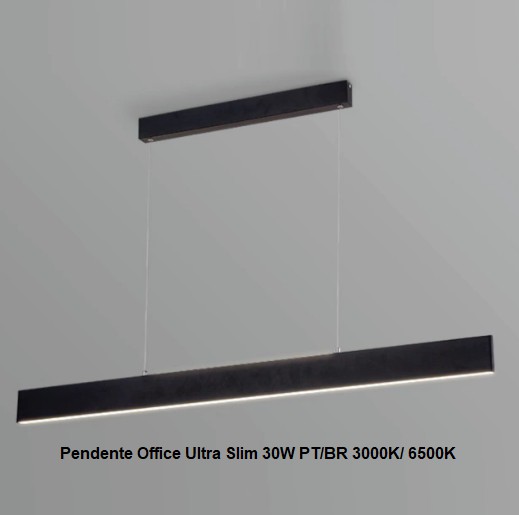 Luminária Pendente Office Ultra Slim 30W IP20 PT Branco Frio 6500K